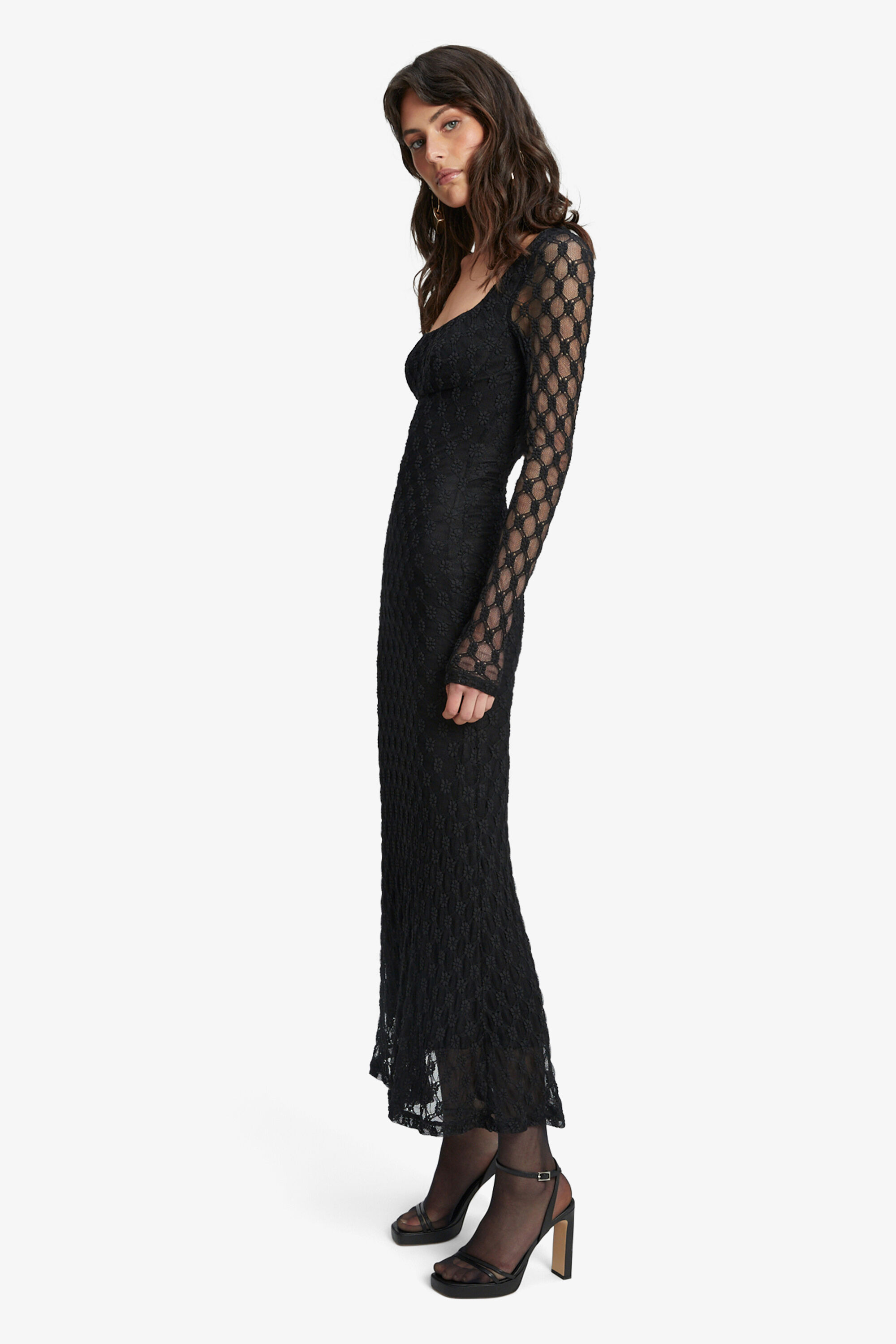 Adoni Lace Midi Dress In Black Bardot