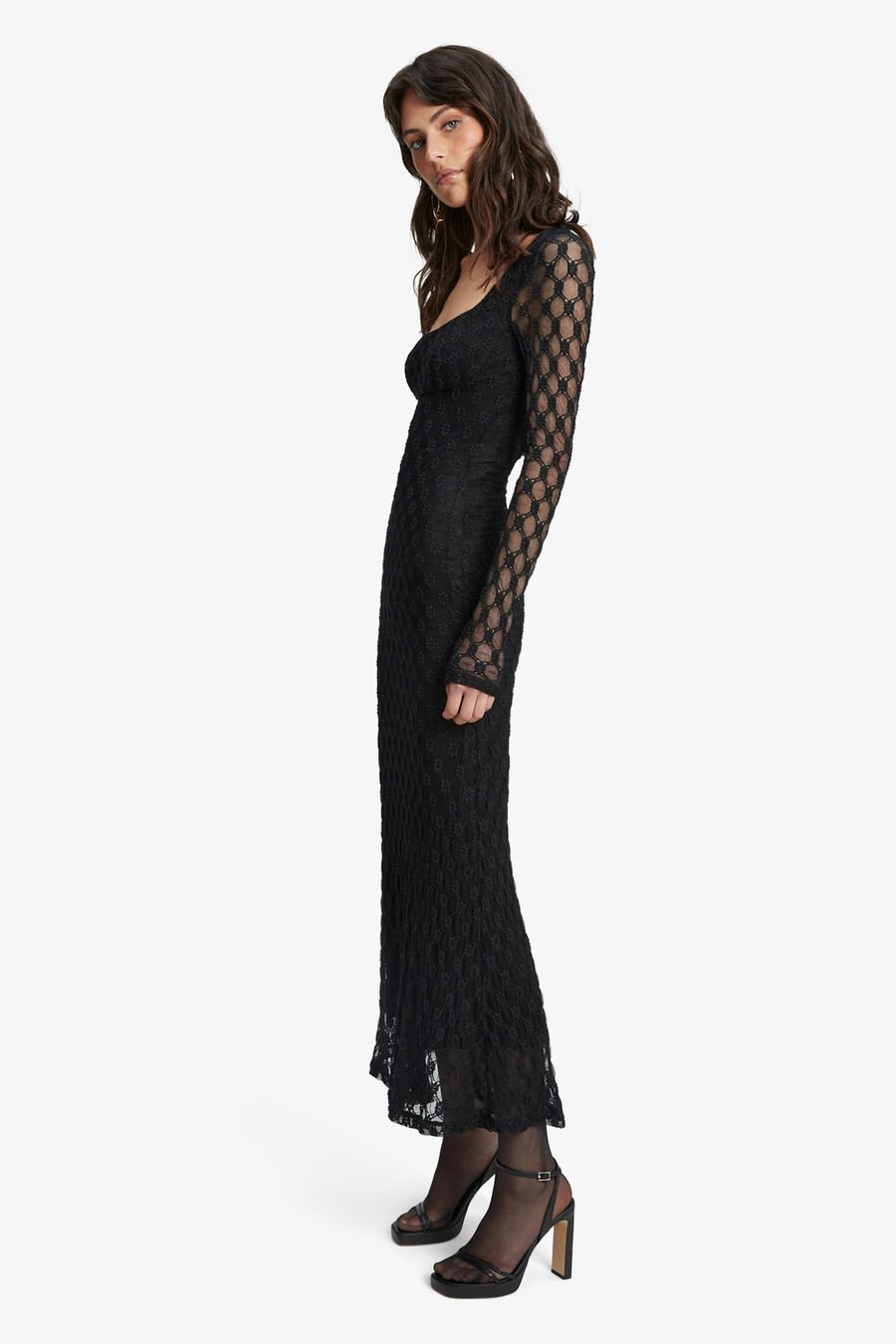 ADONI LACE MIDI DRESS in colour BLACK
