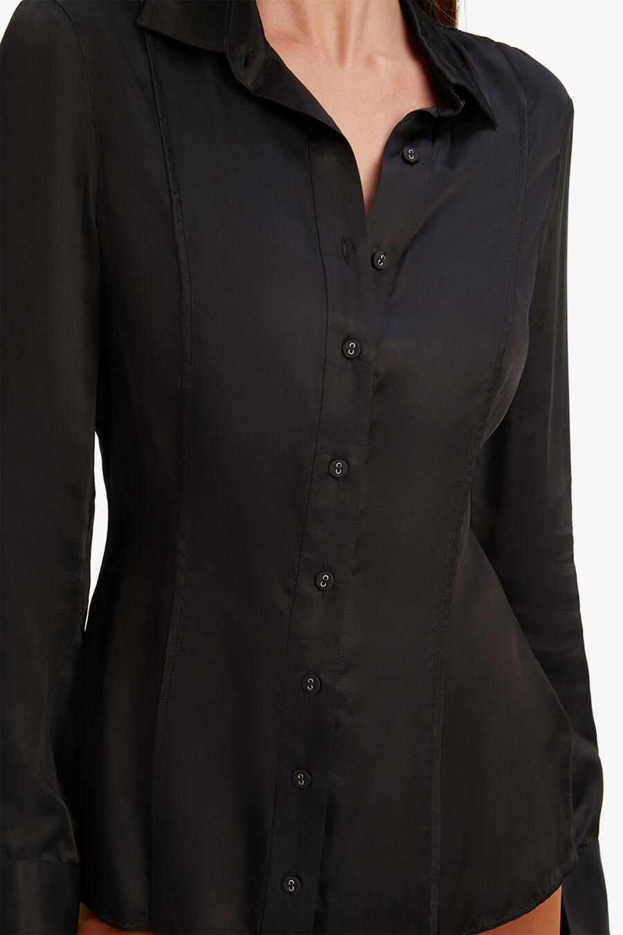 FITTED SATIN SHIRT in colour BLACK