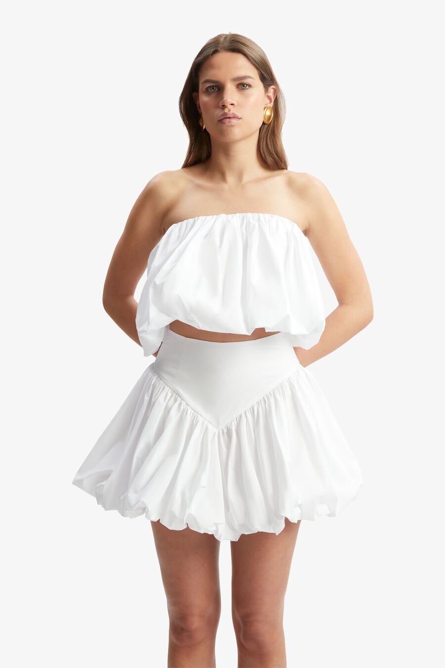 LISSETT POPLIN BALLOON TOP in colour ORCHIDWHT