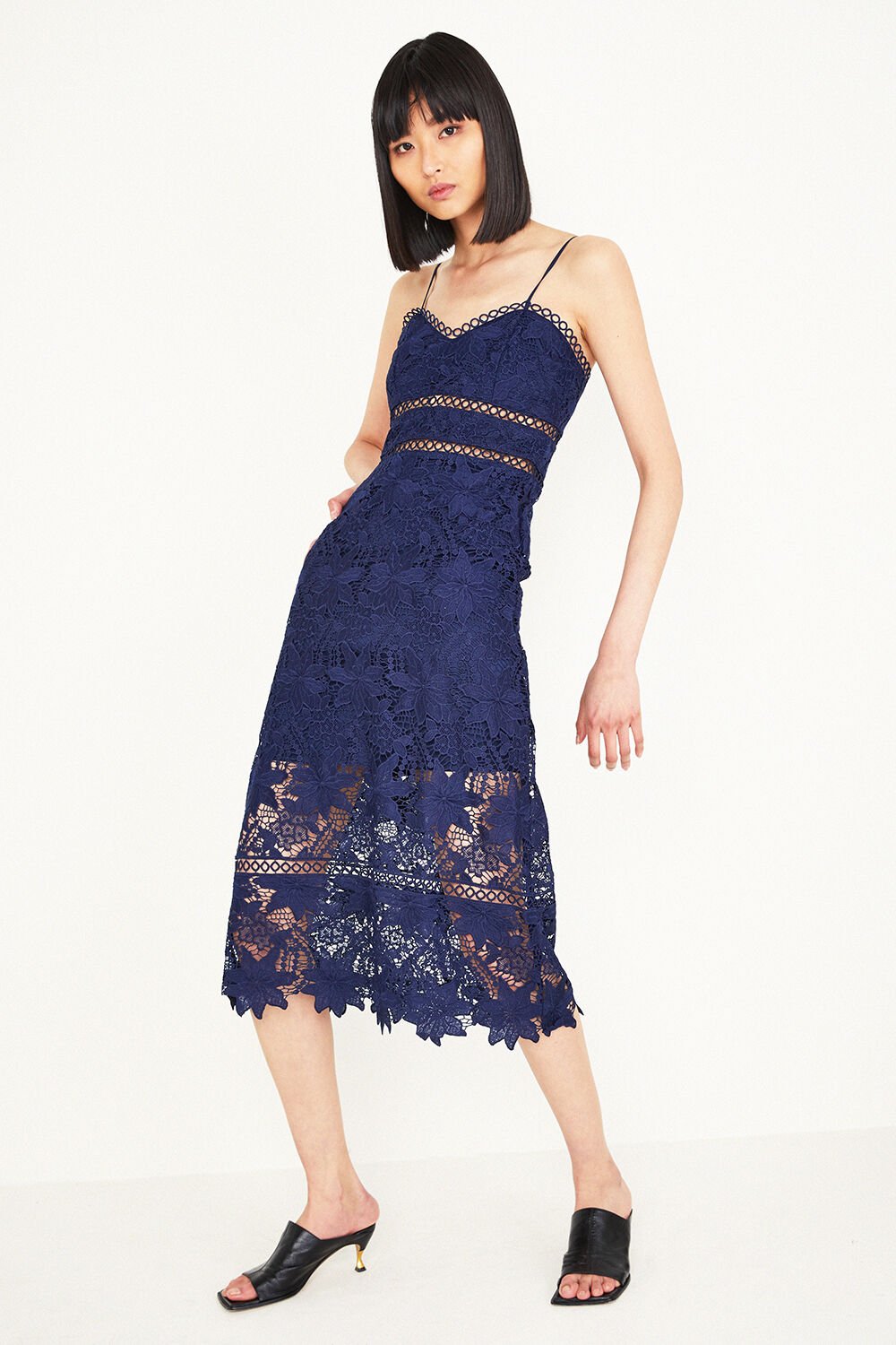 Bardot lace sheath dress navy outlet
