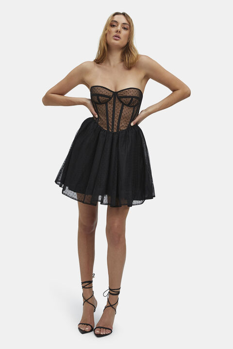 SPOT MESH MINI DRESS in colour CLOUD DANCER