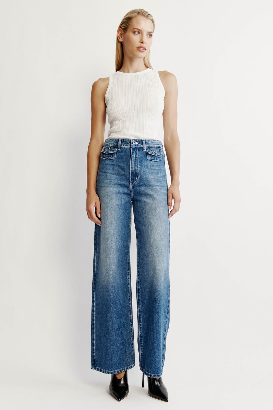 CLAUDINA WIDE LEG JEAN in colour DARKDENIM