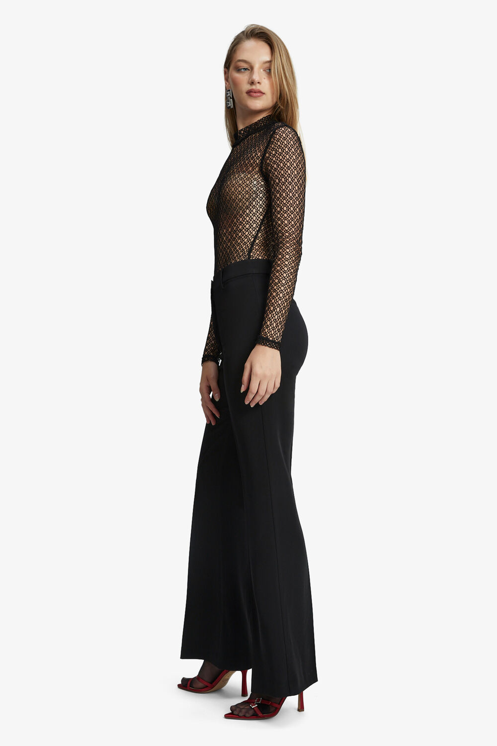 AUBREE STRETCH LACE BODYSUIT in colour CAVIAR