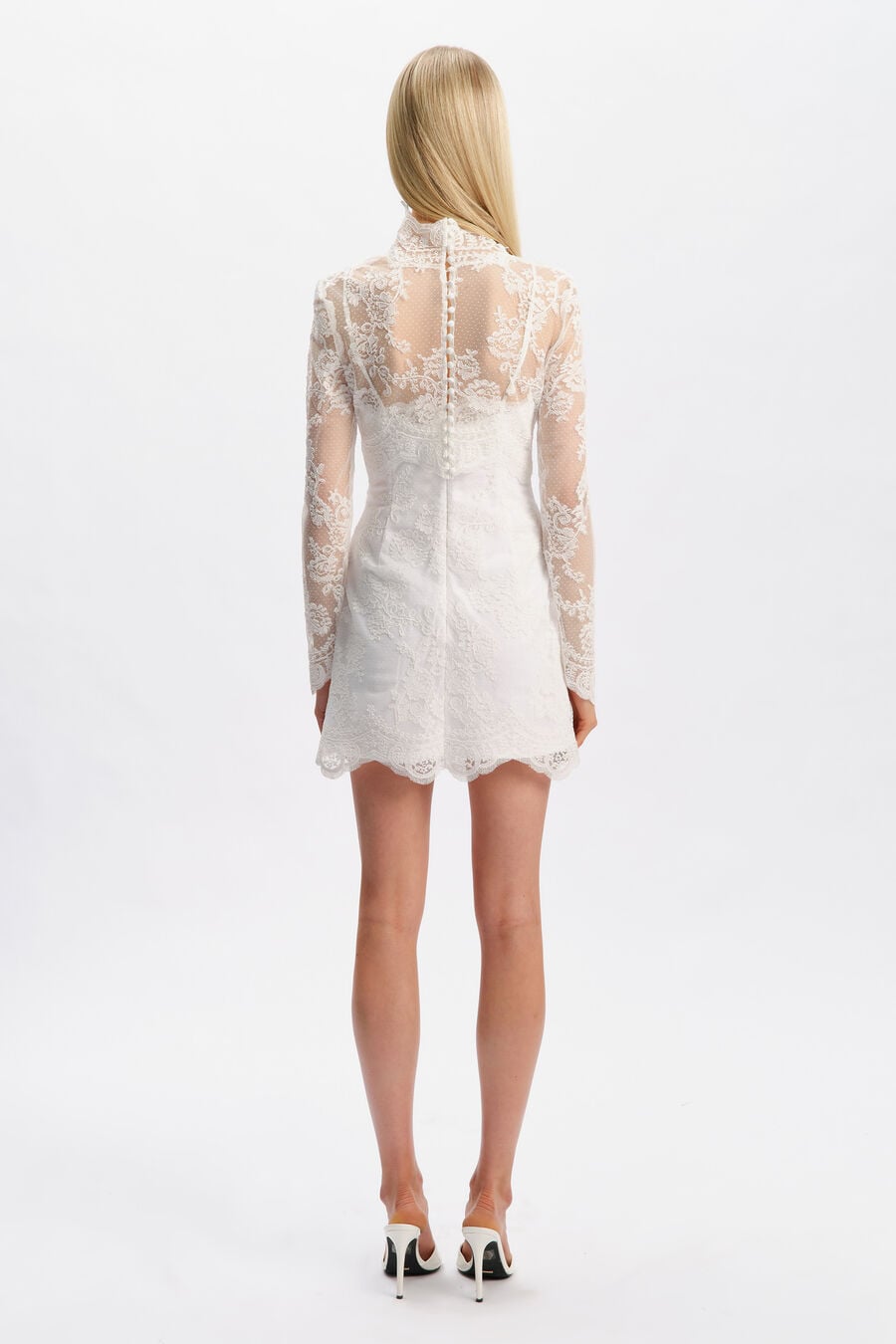 GRACE SHEER LACE TOP in colour Orchid White