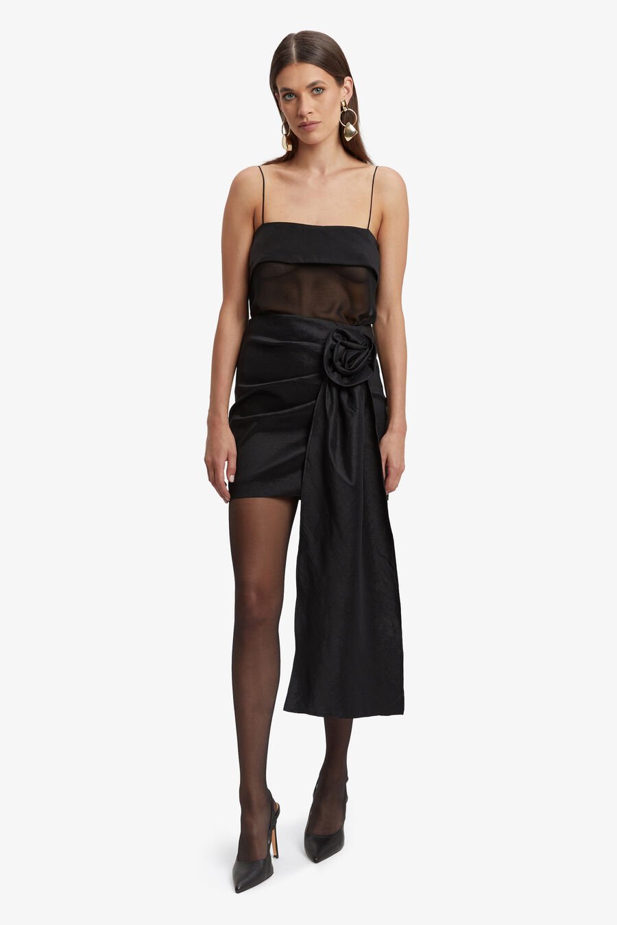 CARSEN FLOWER SKIRT in colour BLACK