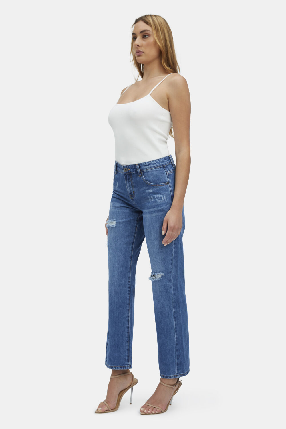 LOLA HIPSTER STRAIGHT LEG JEAN in colour CITADEL