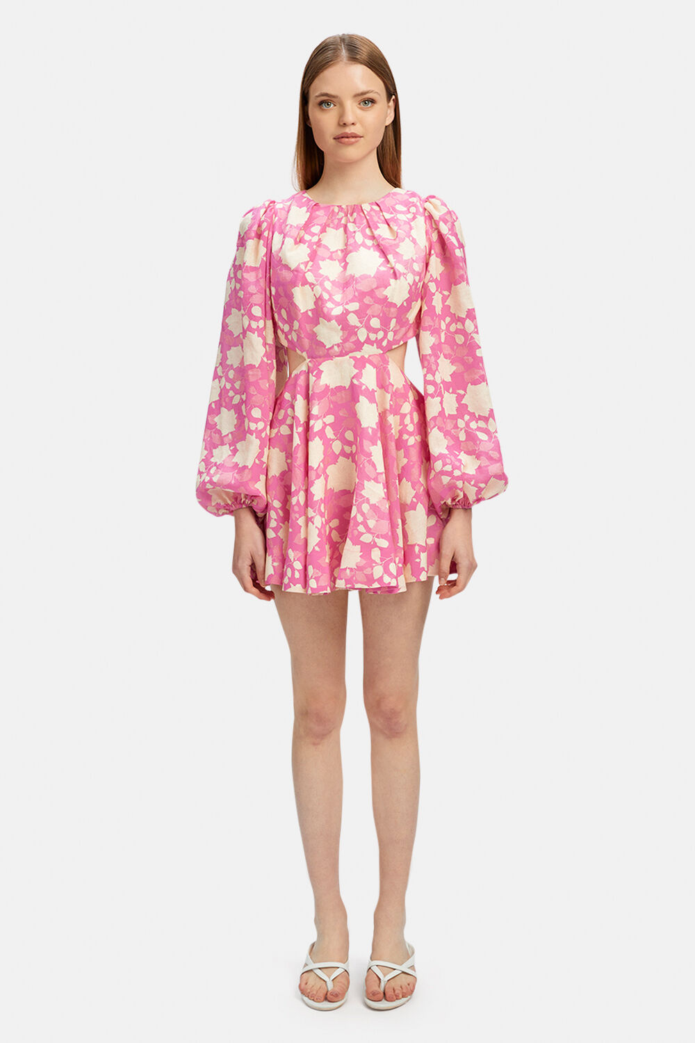 NADA FLORAL MINI DRESS in colour HOT PINK