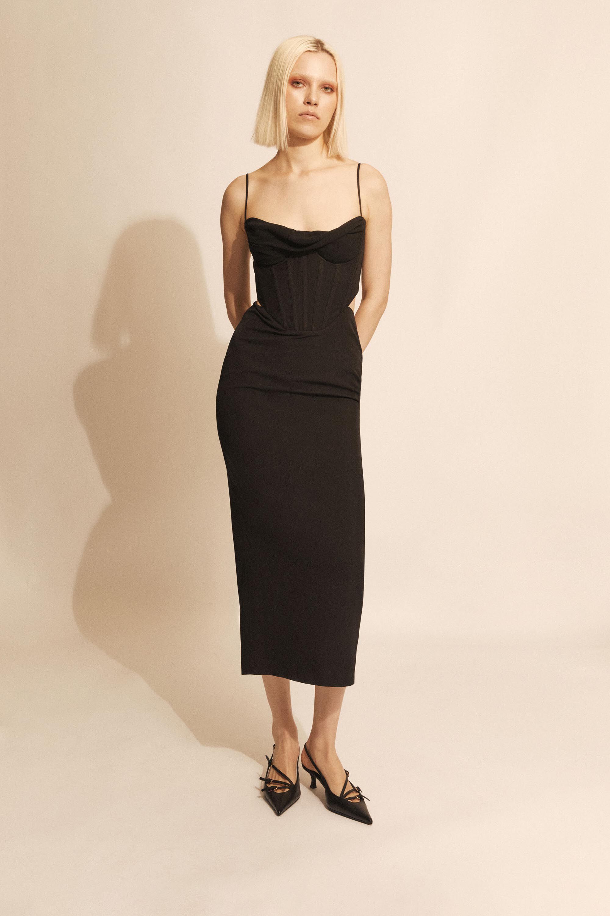 Martini Midi Dress In Black | Bardot
