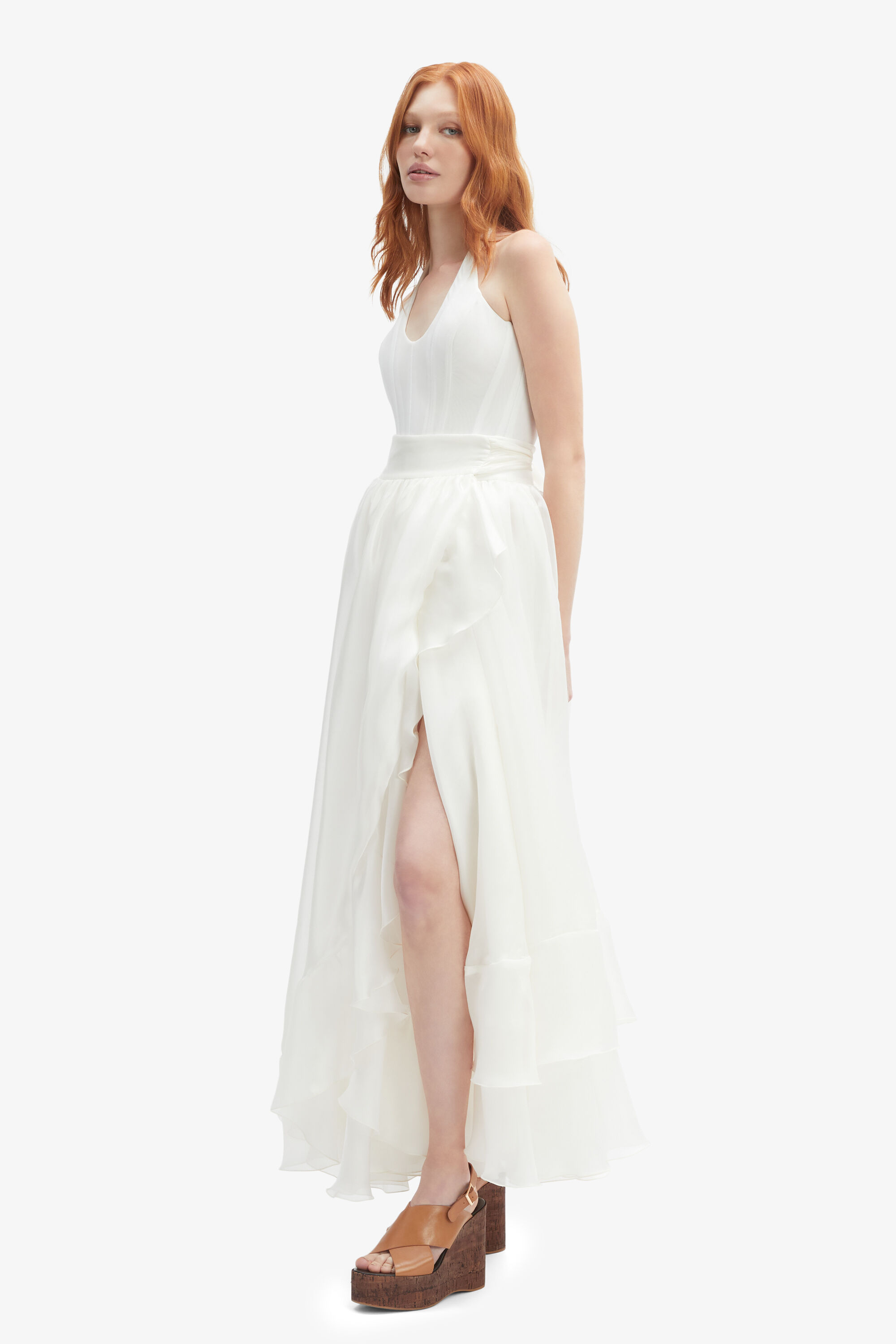 Mirella Wrap Maxi Skirt In Ivory | Bardot