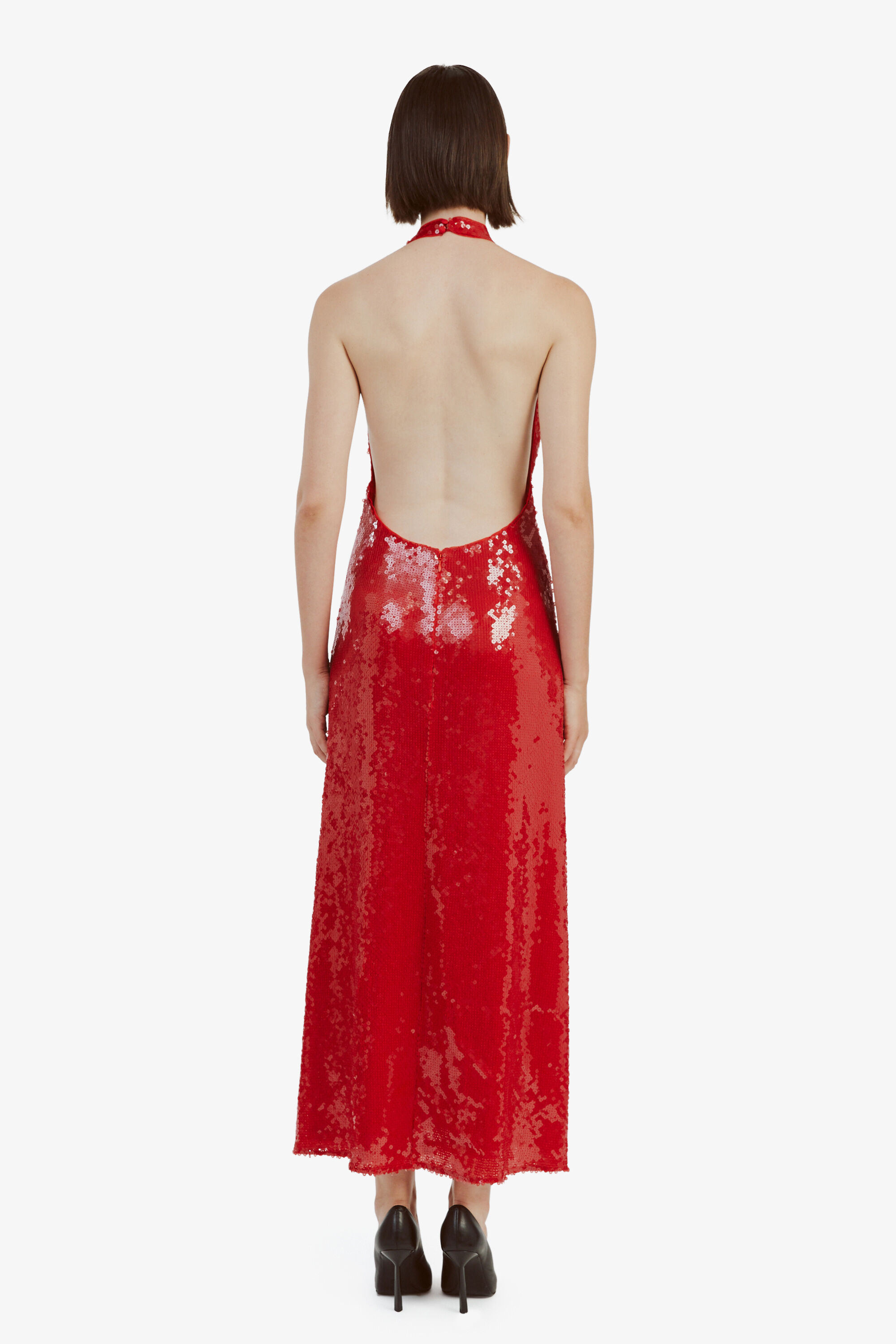 Freja Sequin Midi Dress In Deep Red | Bardot