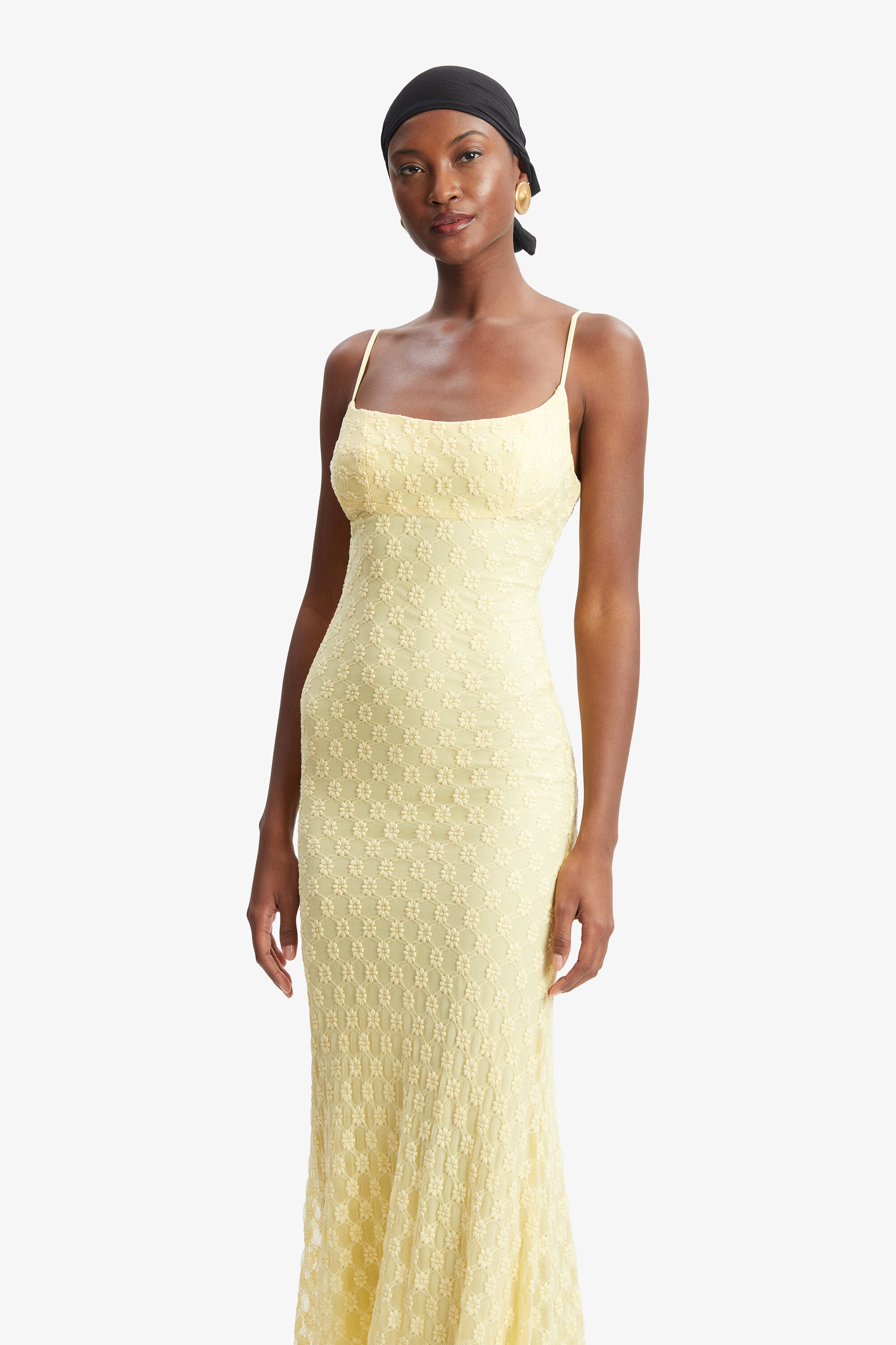Adoni Mesh Midi Dress In Canary Yellow | Bardot