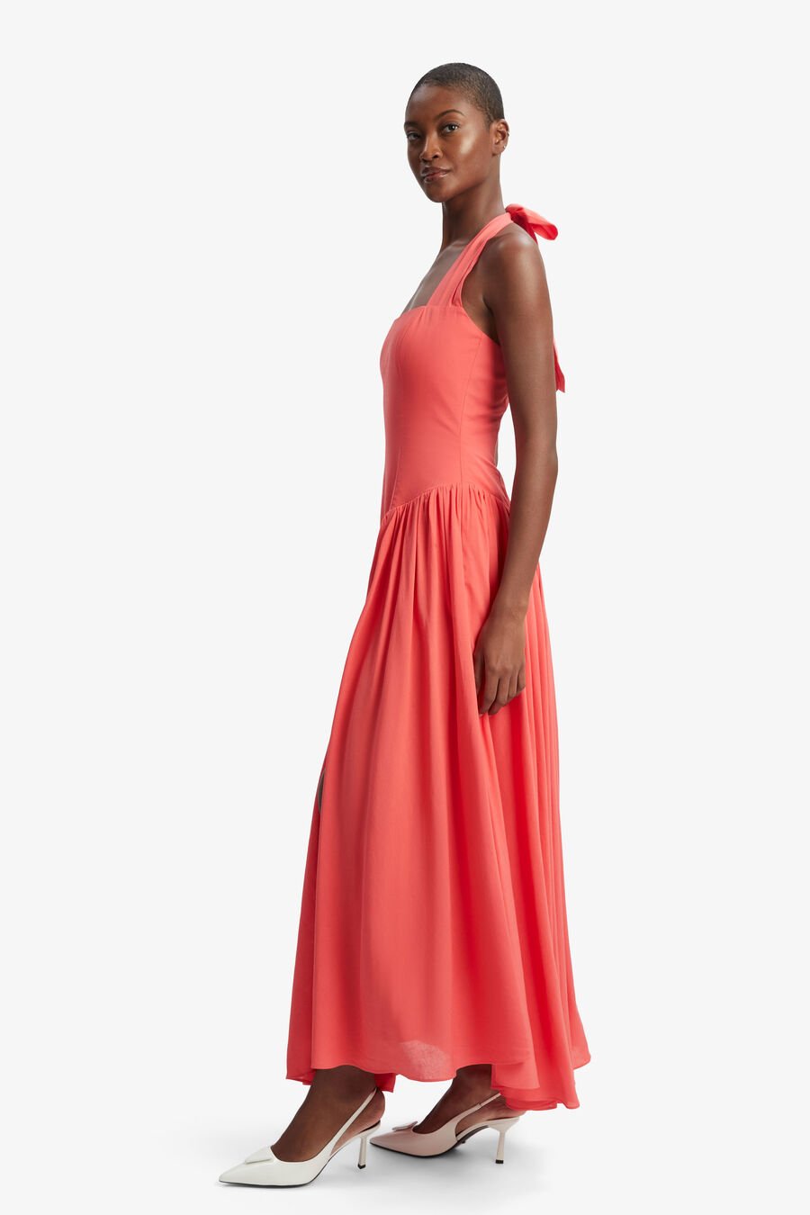 MARABELLA HALTER MAXI DRESS in colour MELON