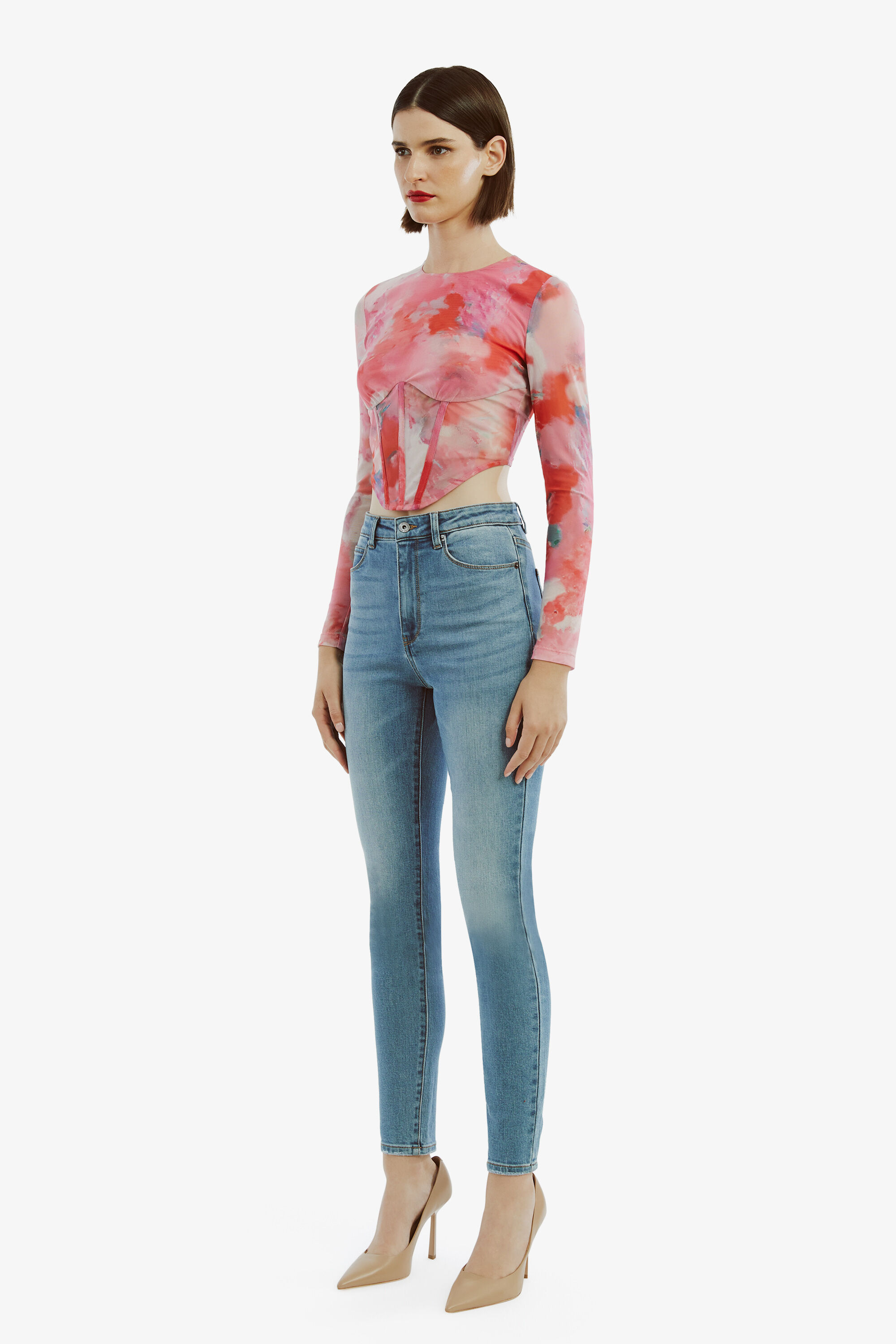 Lena Mesh Corset Top In Wildflower | Bardot
