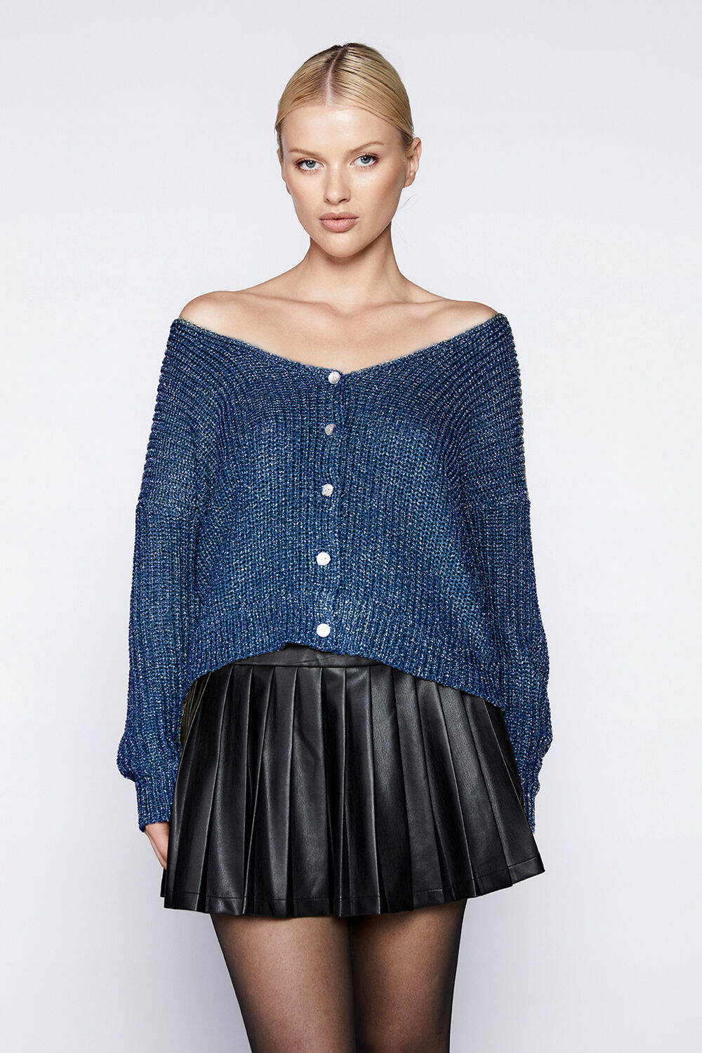 LUREX KNIT CARDI in colour DAZZLING BLUE