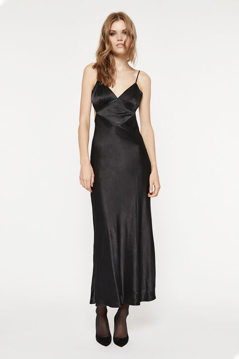 MALINDA SLIP DRESS in colour CAVIAR