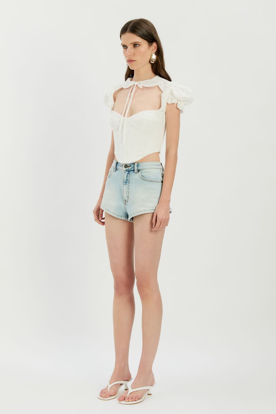 ALLINGTON BRODERIE CORSET TOP in colour Orchid White