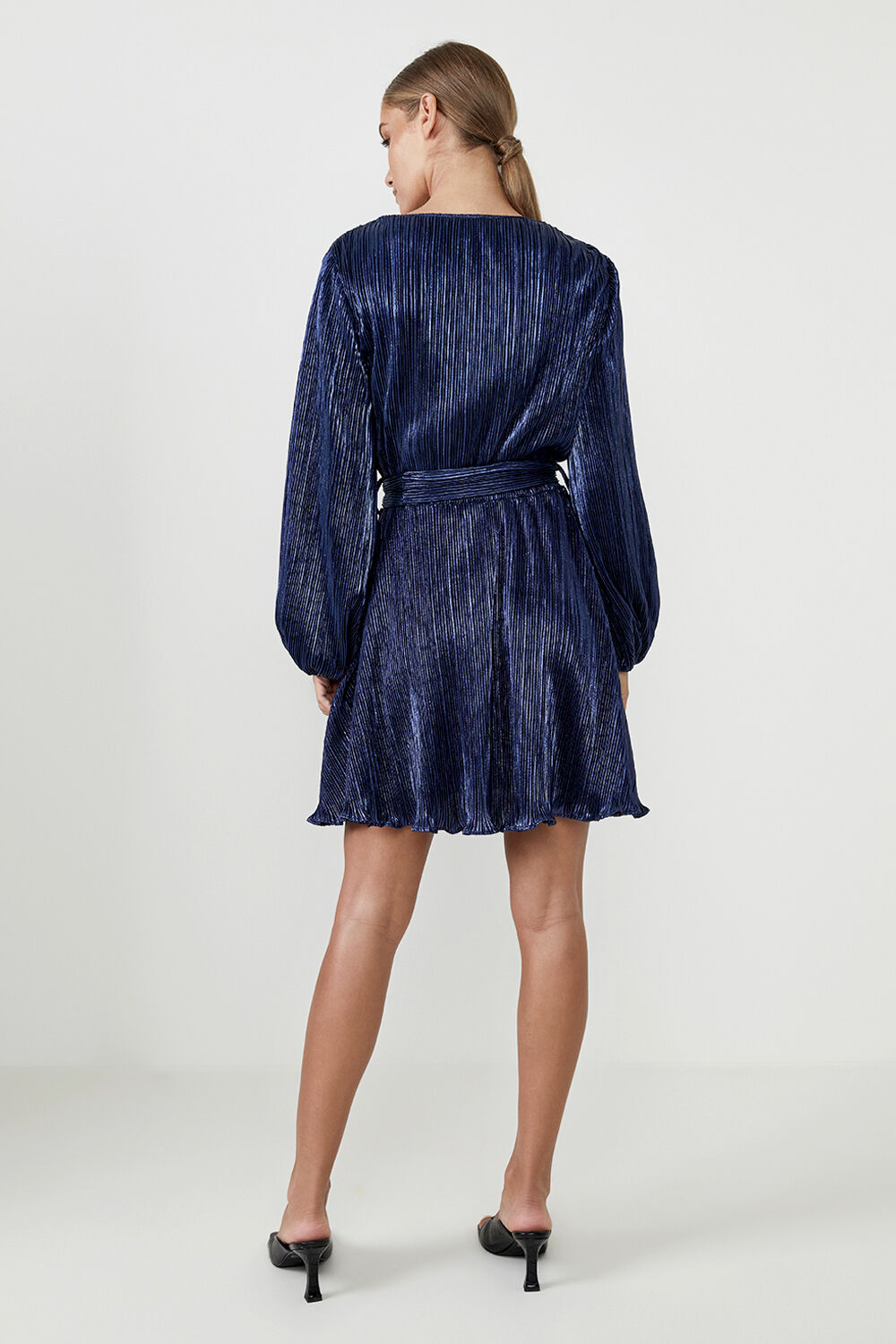 BELLISSA PLEAT DRESS in colour EVENING BLUE