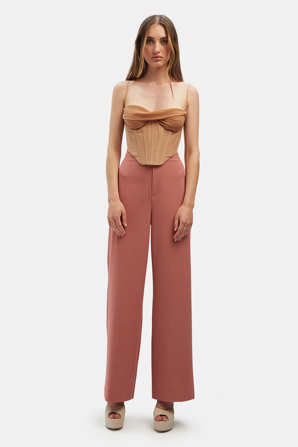 FEMME CORSET TOP in colour TAN