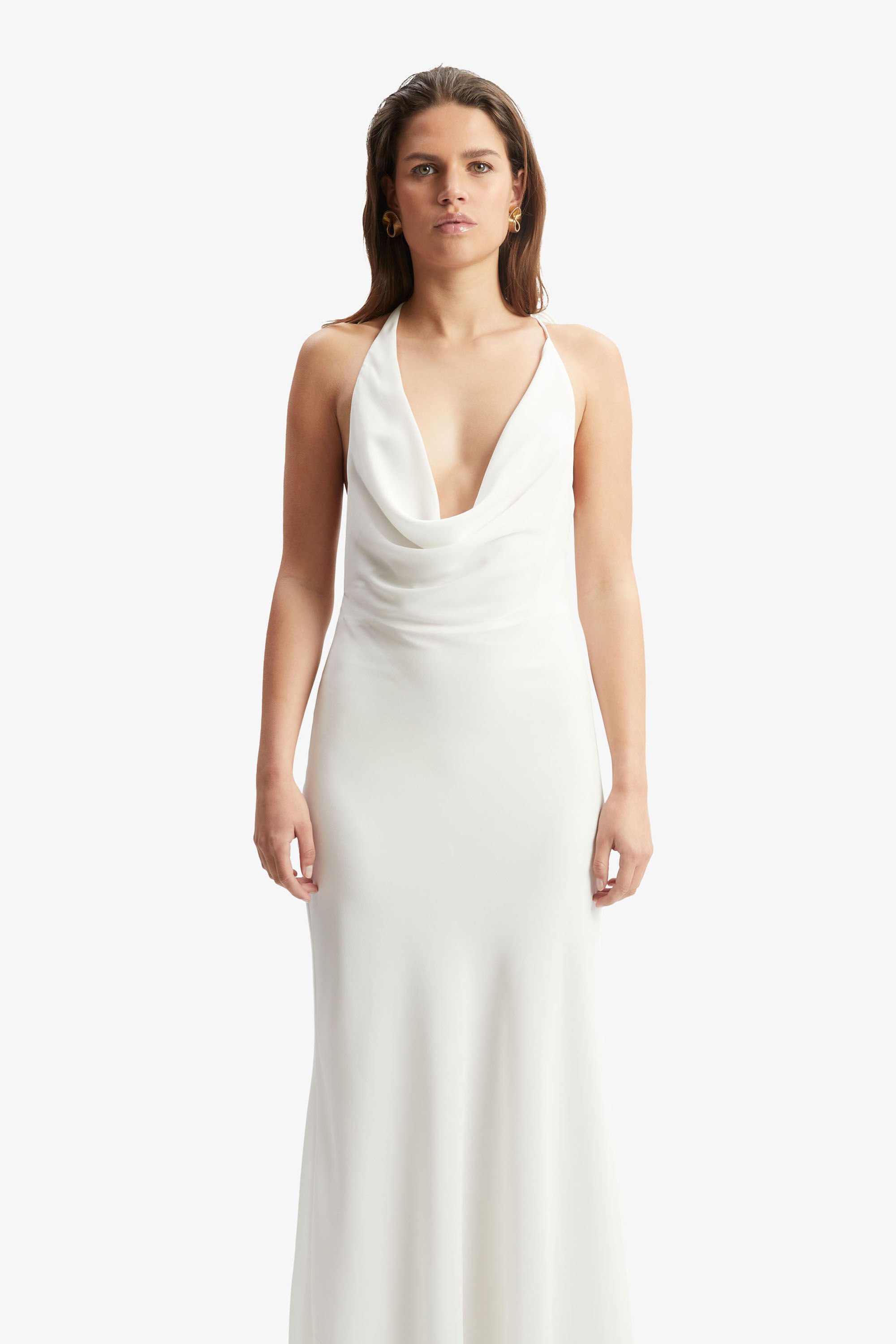 Cherie Cowl Neck Maxi Dress In Orchid White Bardot