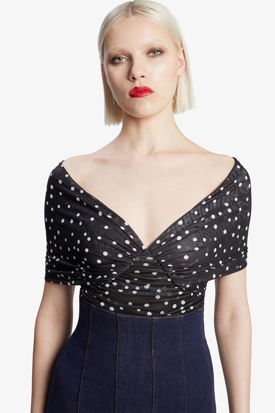 VESPERA SPOT MESH BODYSUIT in colour BLACK SPOT
