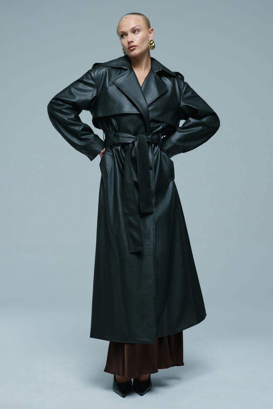 Luca Vegan Leather Trench