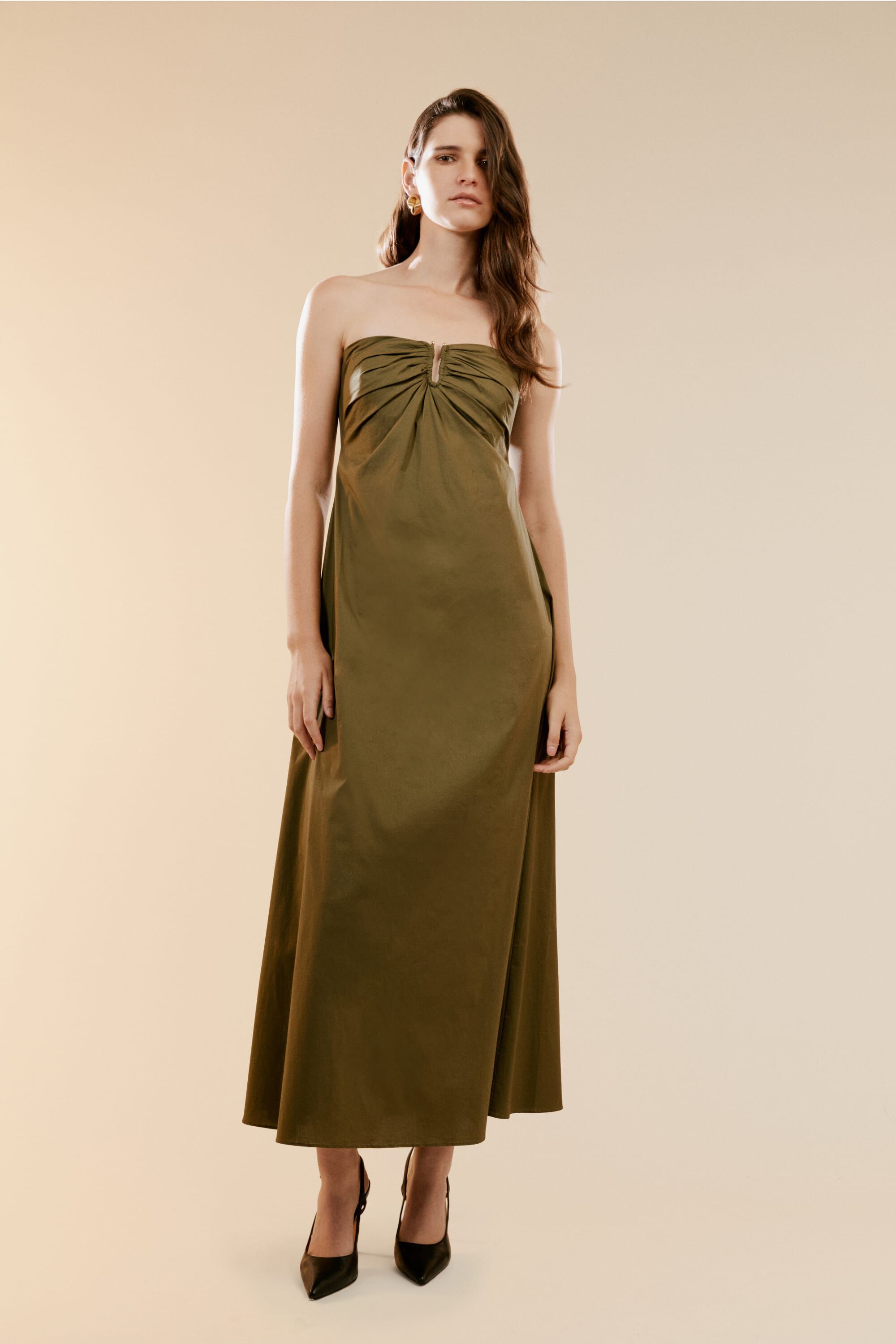 Khaki maxi dress best sale