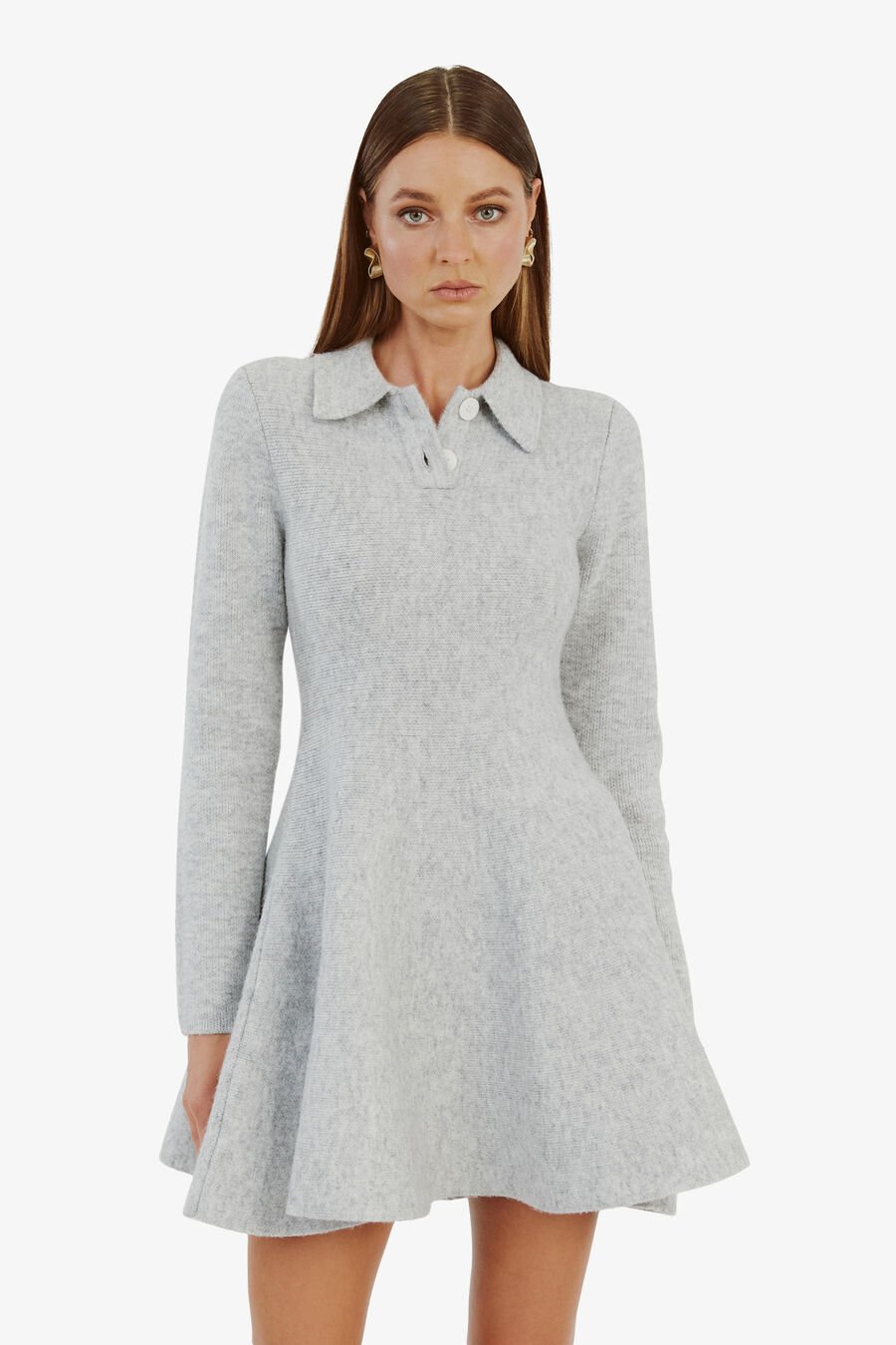 LEXTER LONG SLEEVE KNIT DRESS in colour DOVE GREY