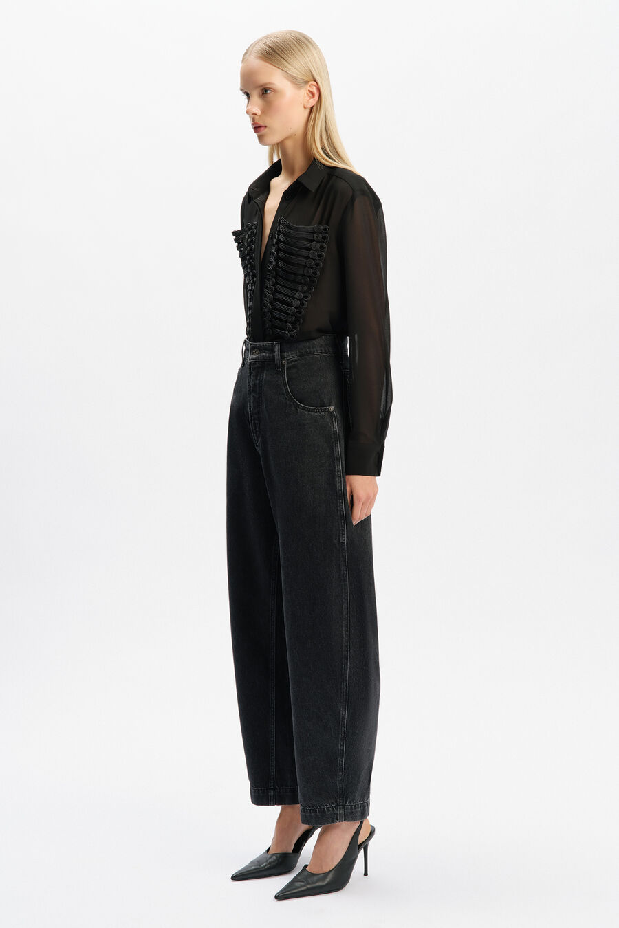 Evita Trim Detail Sheer Shirt