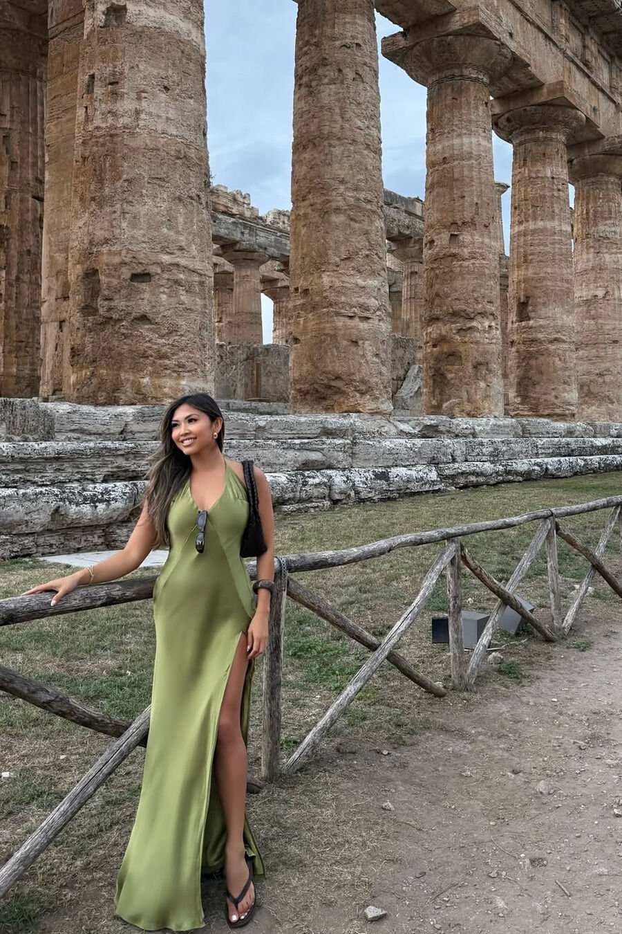 YVE HALTER DRESS in colour KHAKI