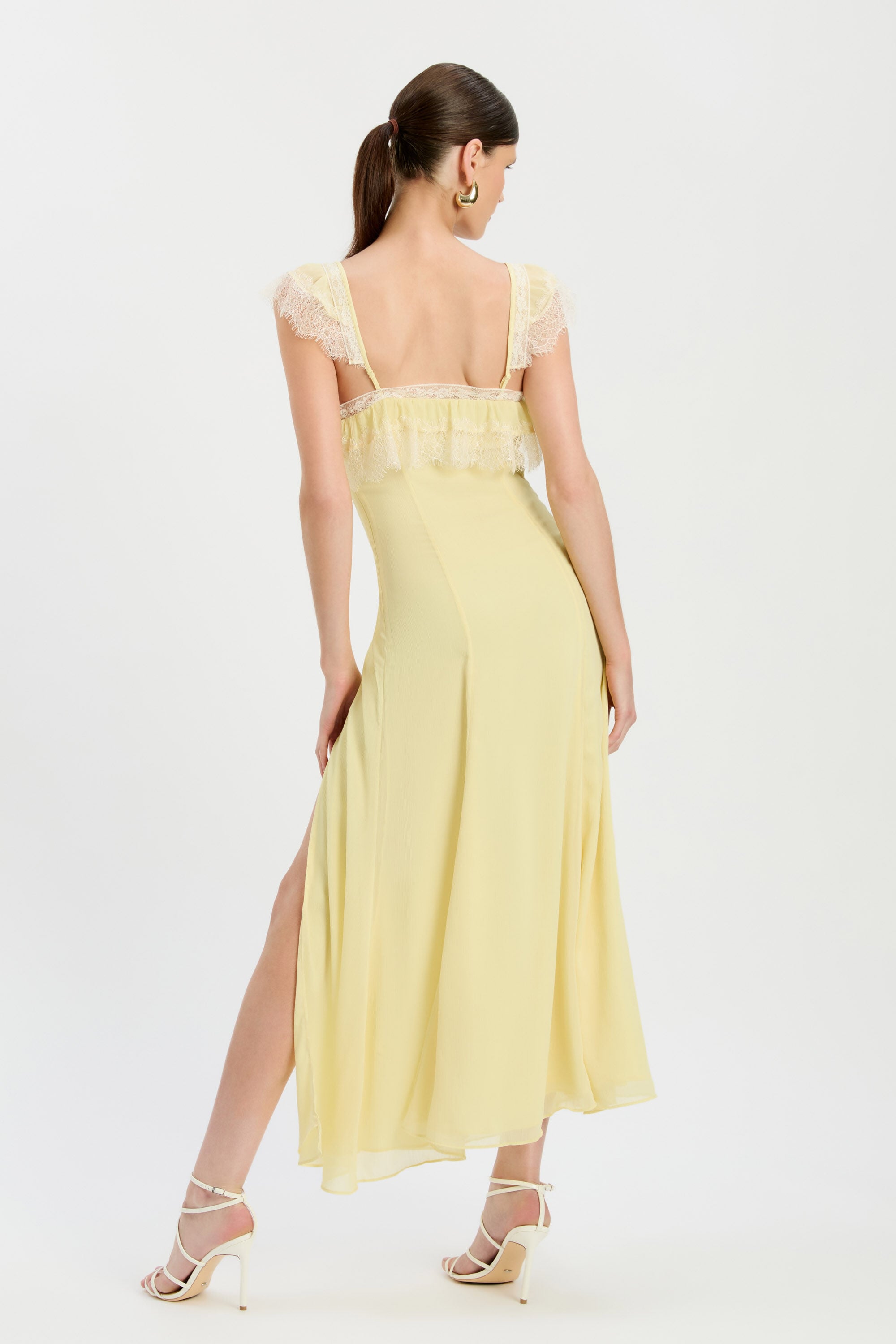 knee length dresses for ladies Tiana Yellow Lace Maxi Dress main image 1