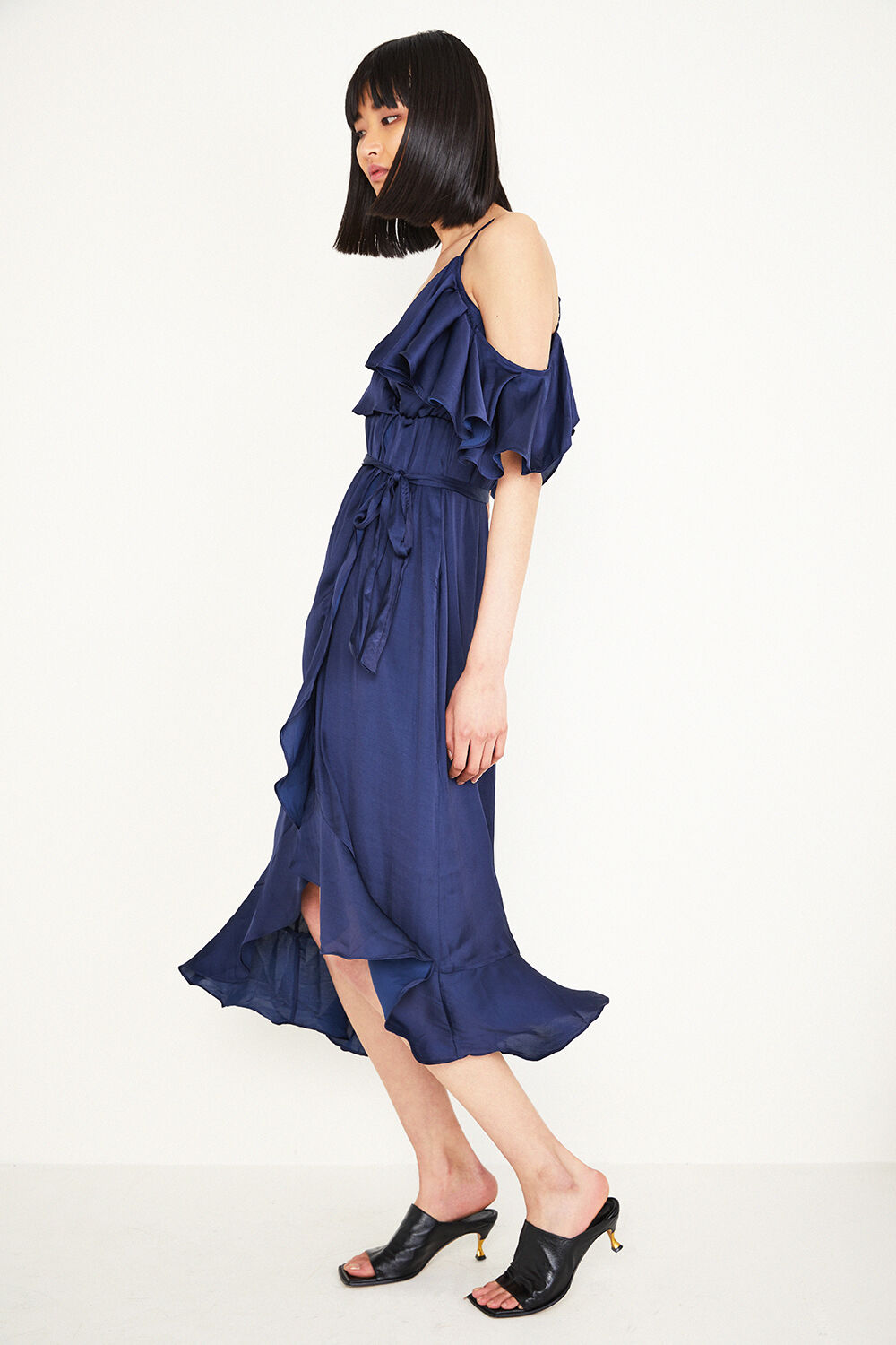 Bea cold shoulder store ruffle dress bardot