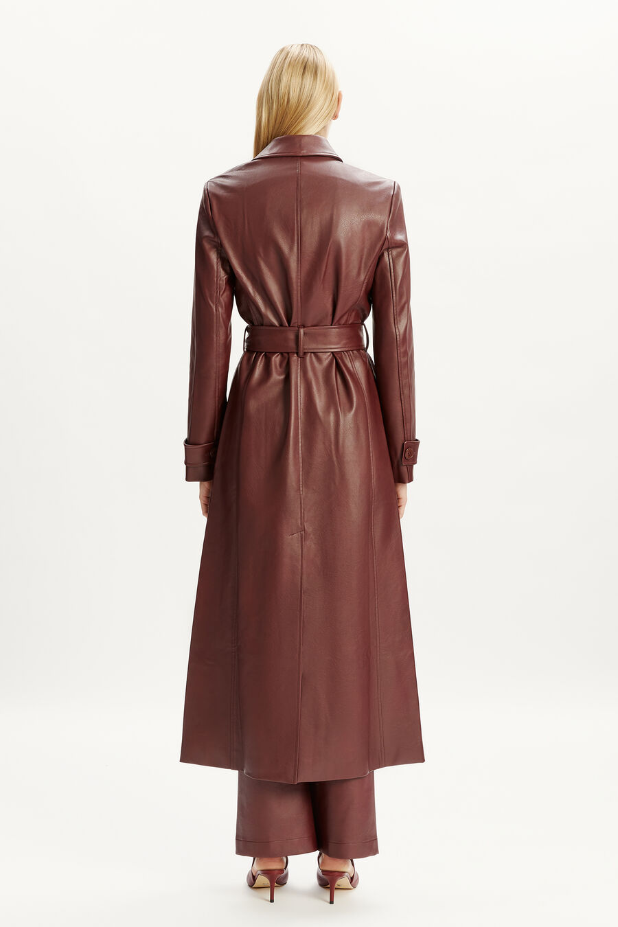 Vegan Leather Longline Coat