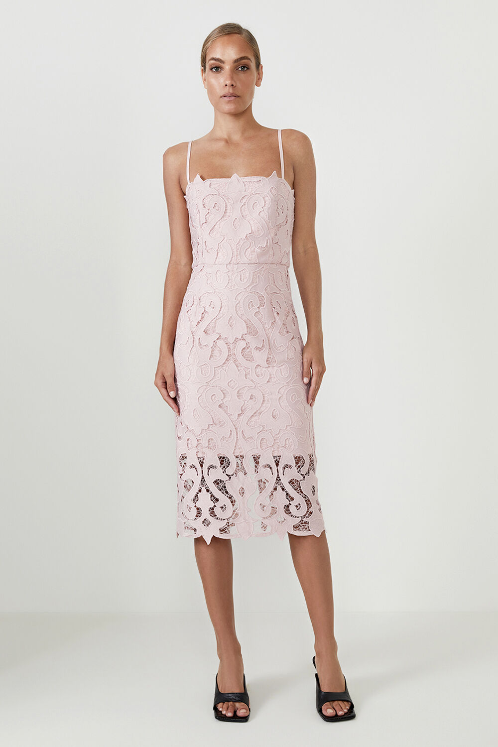 Bardot pink lace dress discount