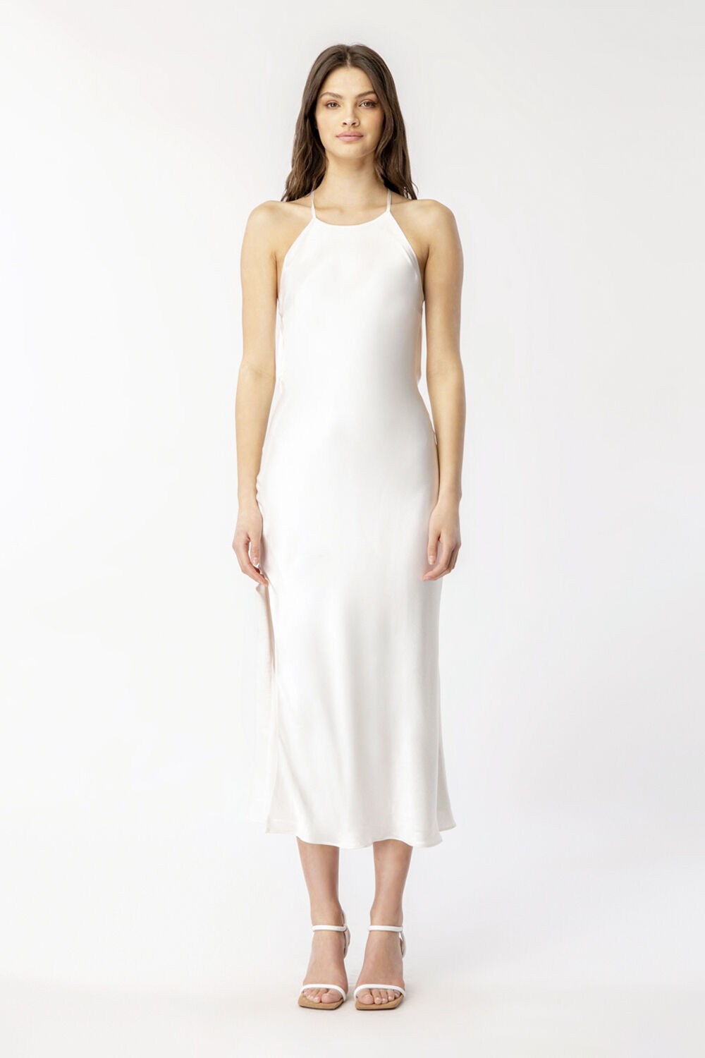 MILA COWL BACK SLIP DRESS in colour BRIGHT WHITE