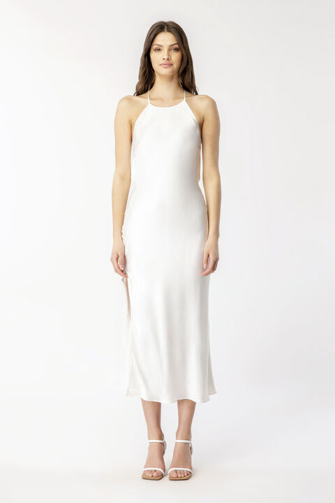 MILA COWL BACK SLIP DRESS in colour BRIGHT WHITE