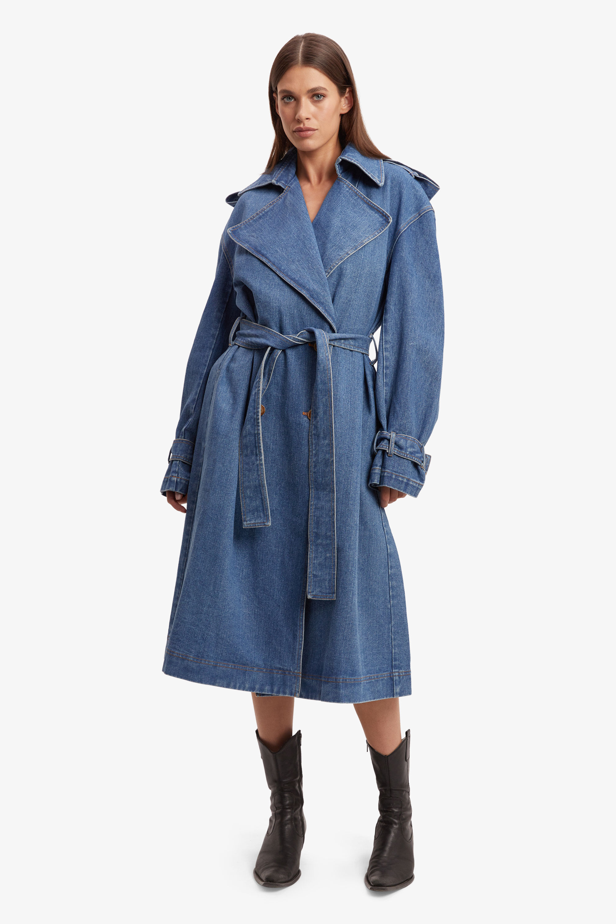OVERSIZED DENIM TRENCH COAT — free download