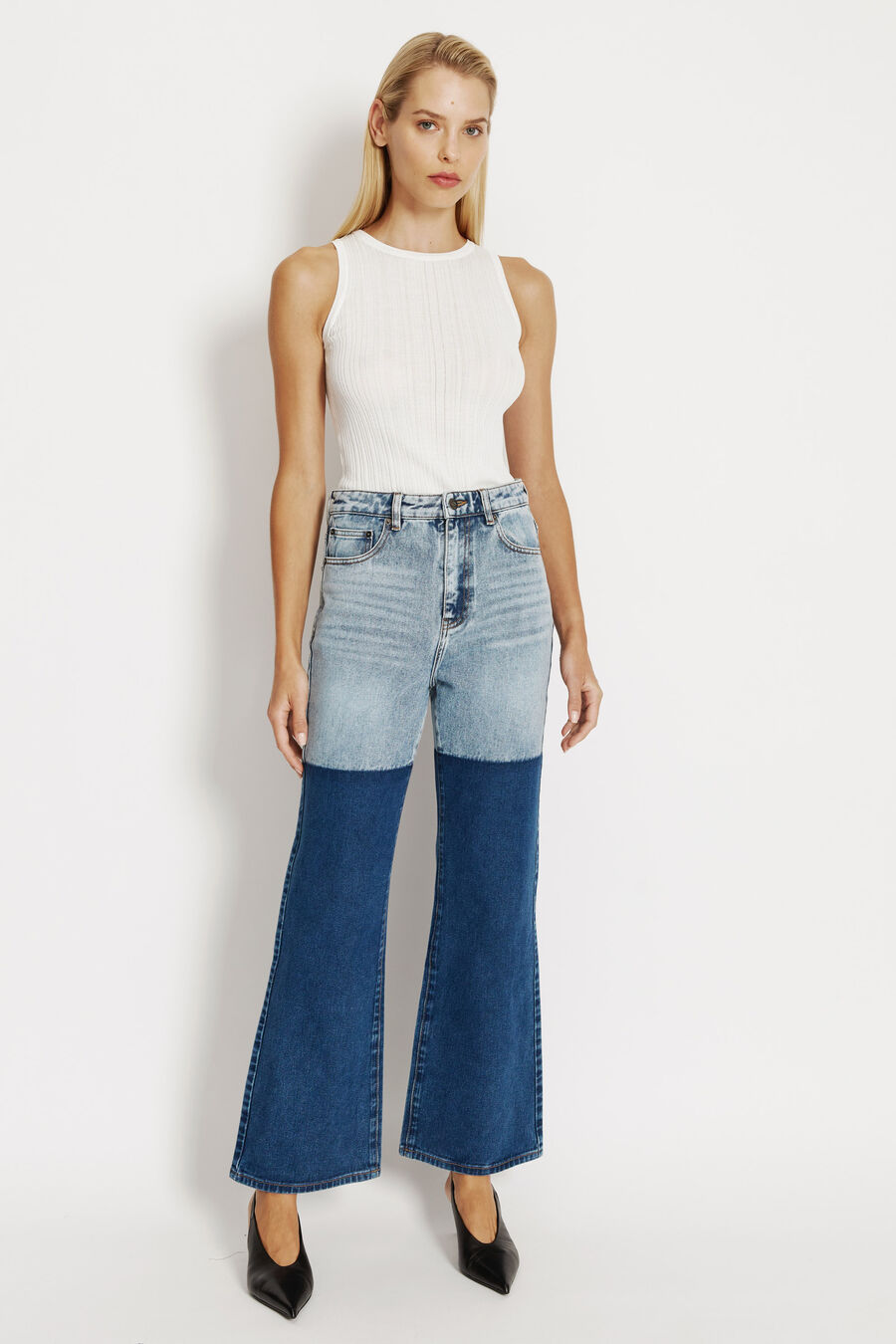 Pia Two Toned Flared Jeans