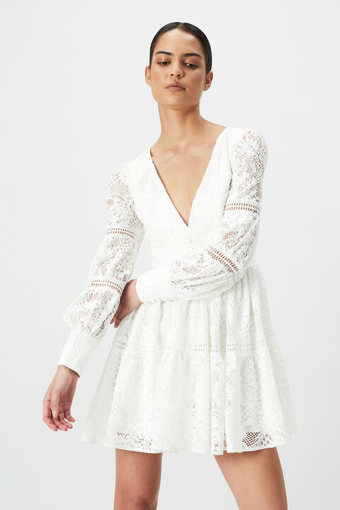 VENICE LACE MINI DRESS in colour CLOUD DANCER