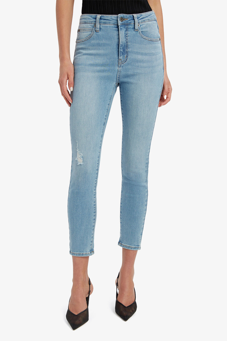 KHLOE HI CROP JEANS in colour Light Denim