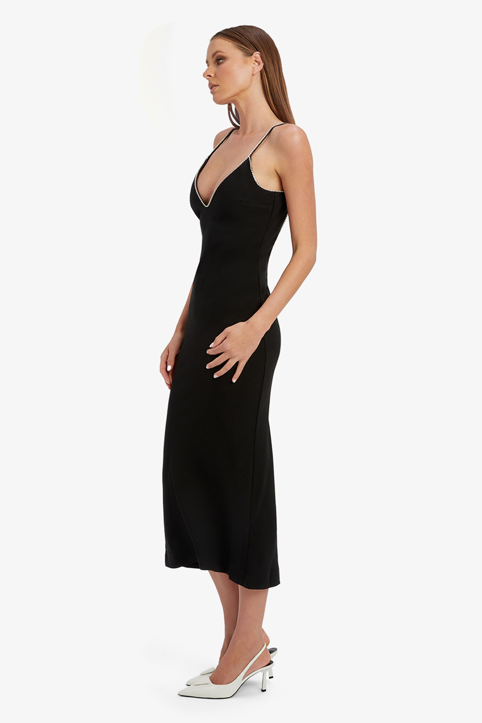 Vira Diamonte Dress In Black Bardot