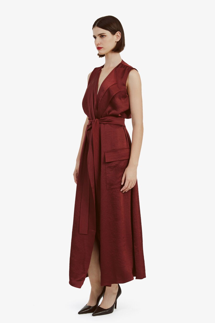 LANZA MIDI DRESS in colour BURGUNDY