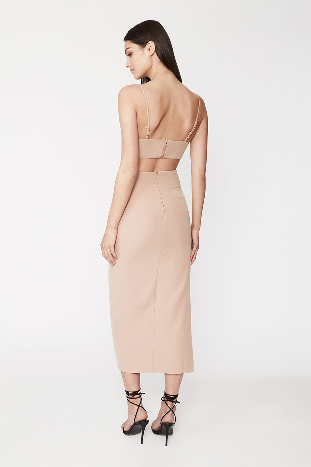 CUT OUT SLIT MIDI in colour TAN