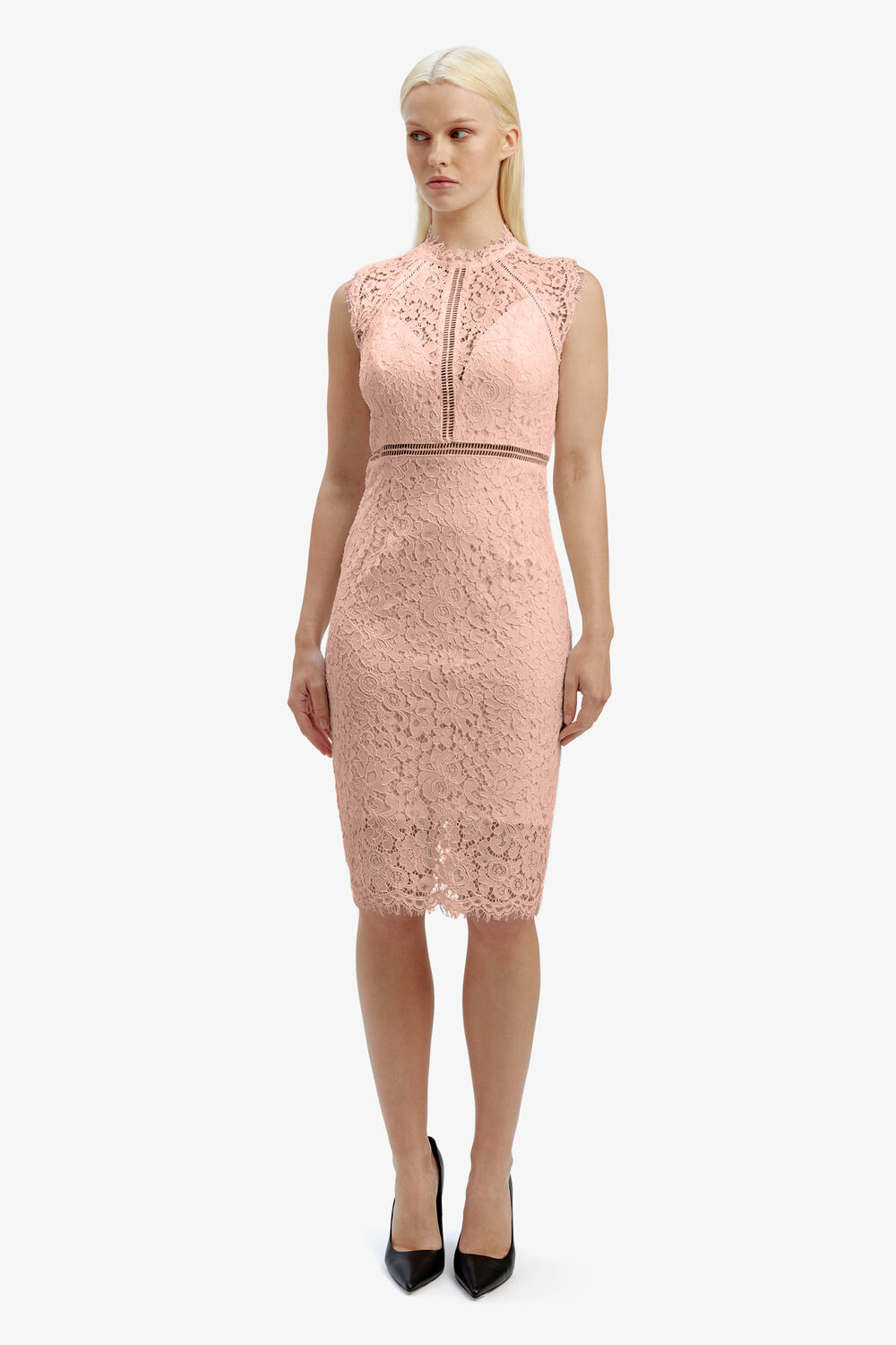 LACE PANEL BLUSH in colour SOFT PINK