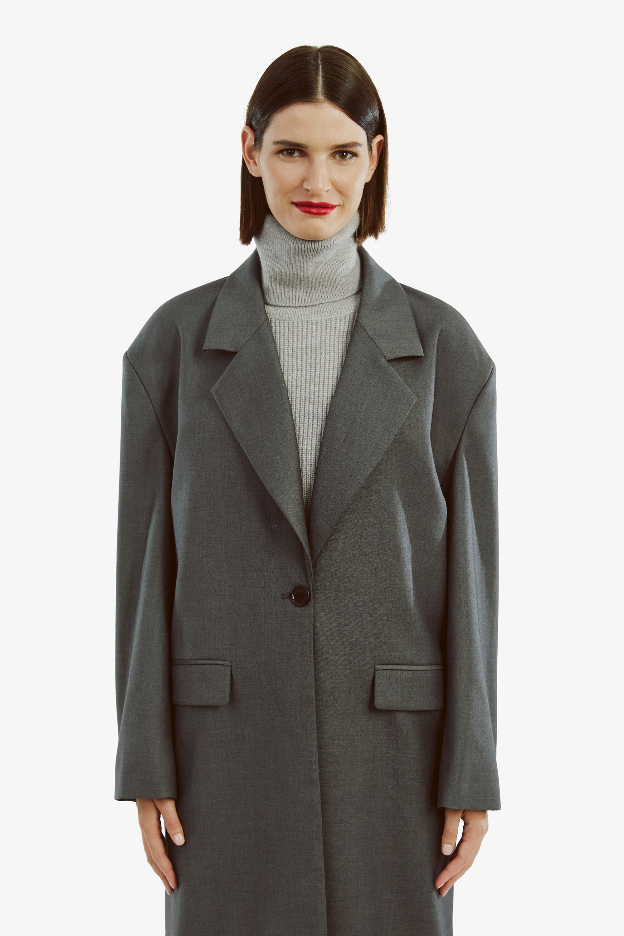 【期間限定】 Maika Oversized Coat In Dark Grey | Bardot ジャケット・アウター