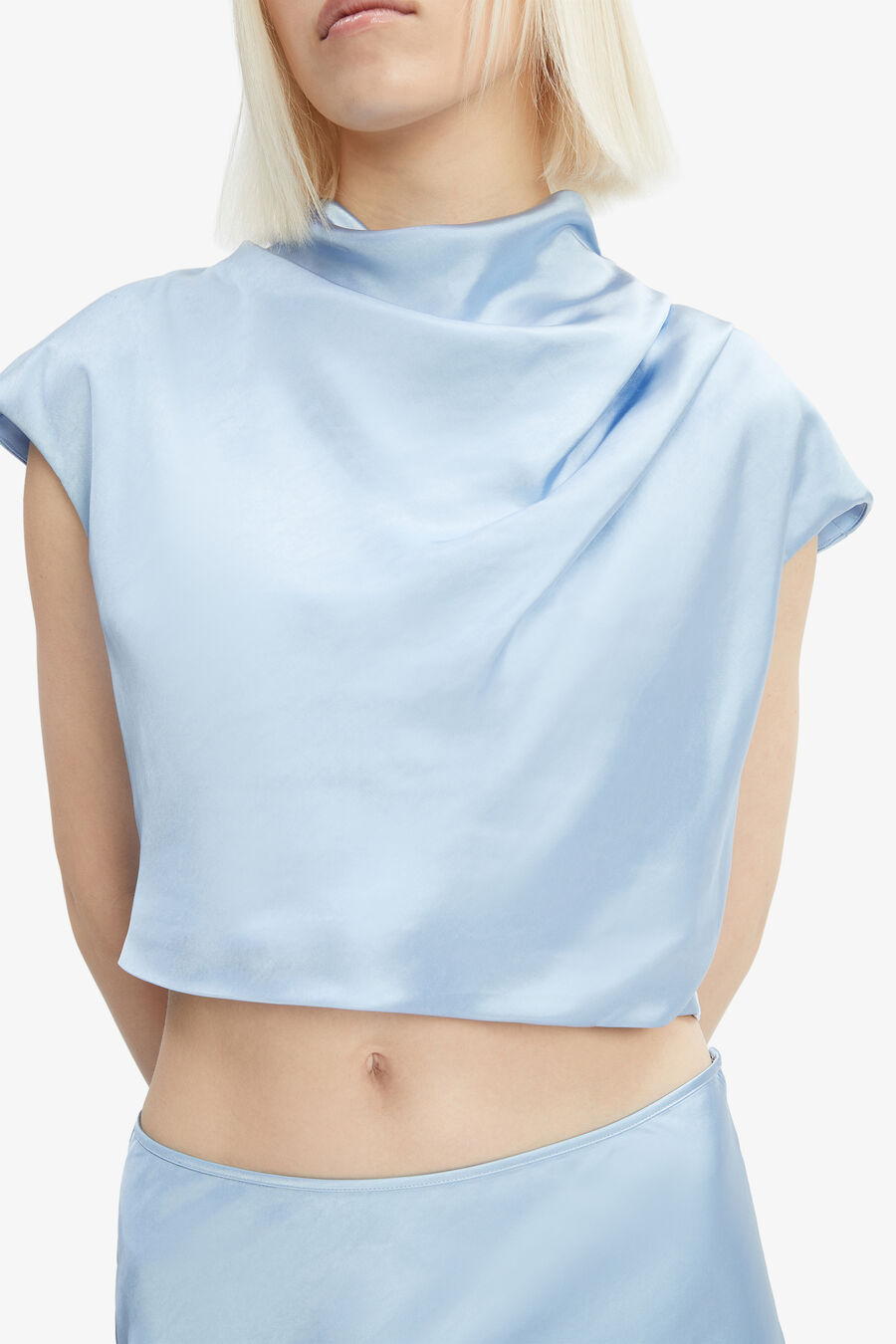AURIA SATIN TOP in colour SOFTBLUE