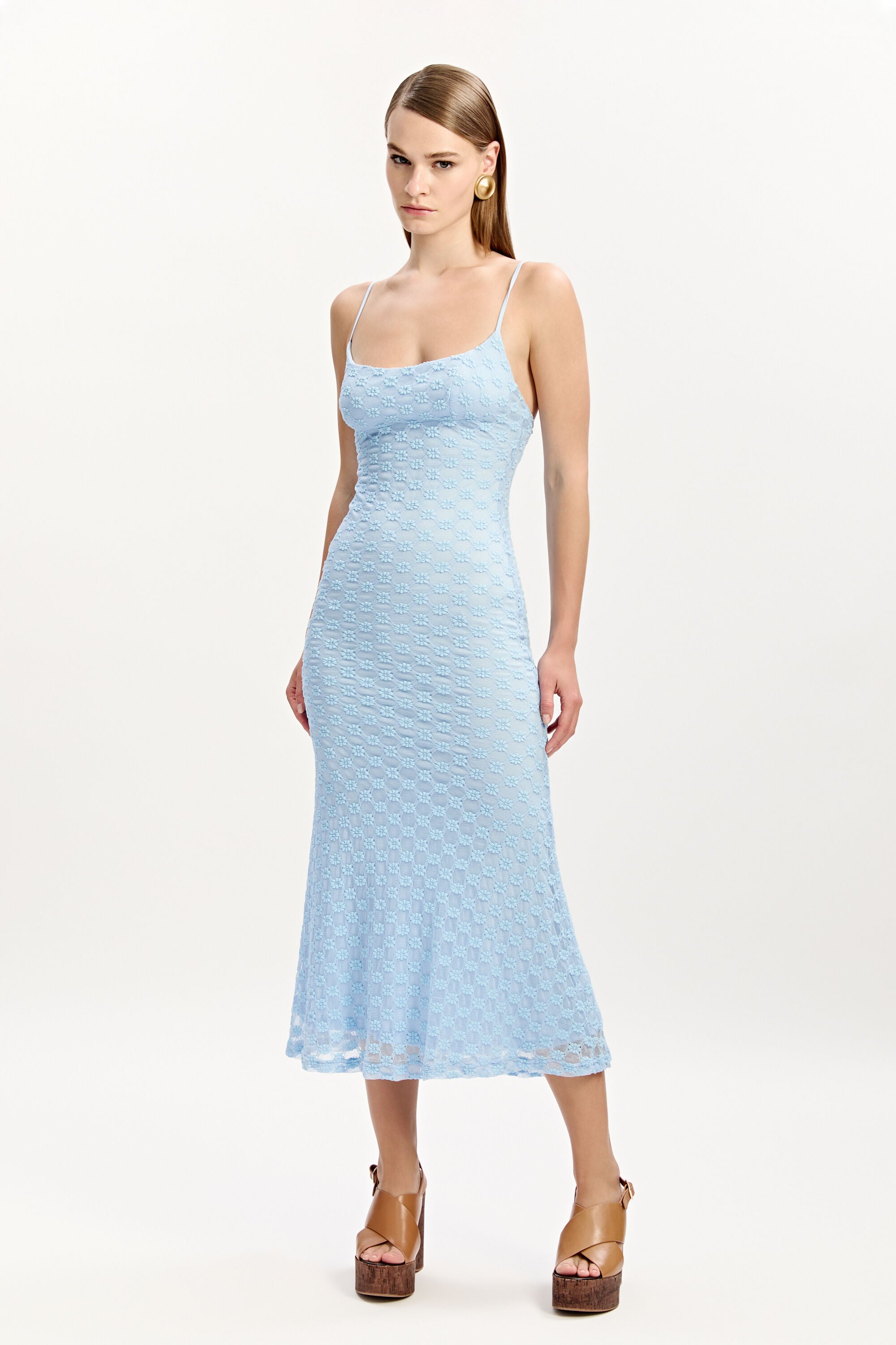adoni mesh midi dress in cornflower Adoni Mesh Midi Dress In Cornflower