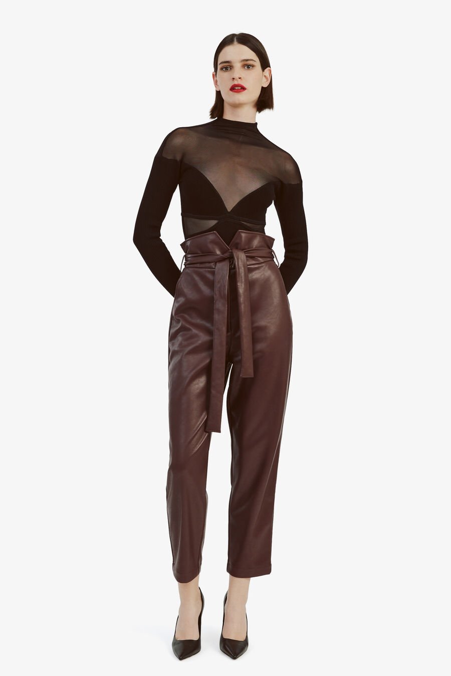 DEBBIE VEGAN LEATHER PANT in colour DEEP PLUM