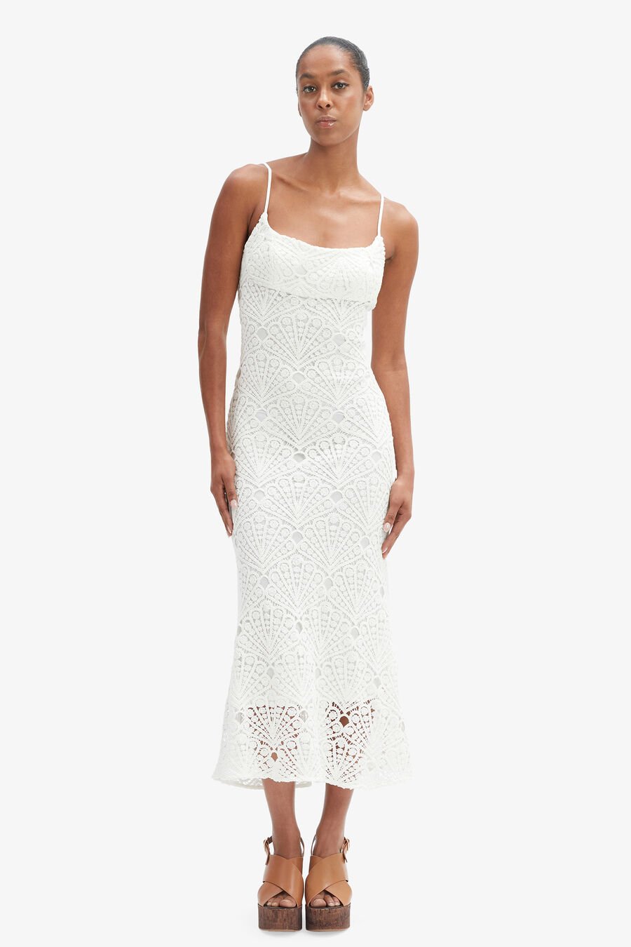 ADONI CROCHET MIDI DRESS in colour ORCHIDWHT