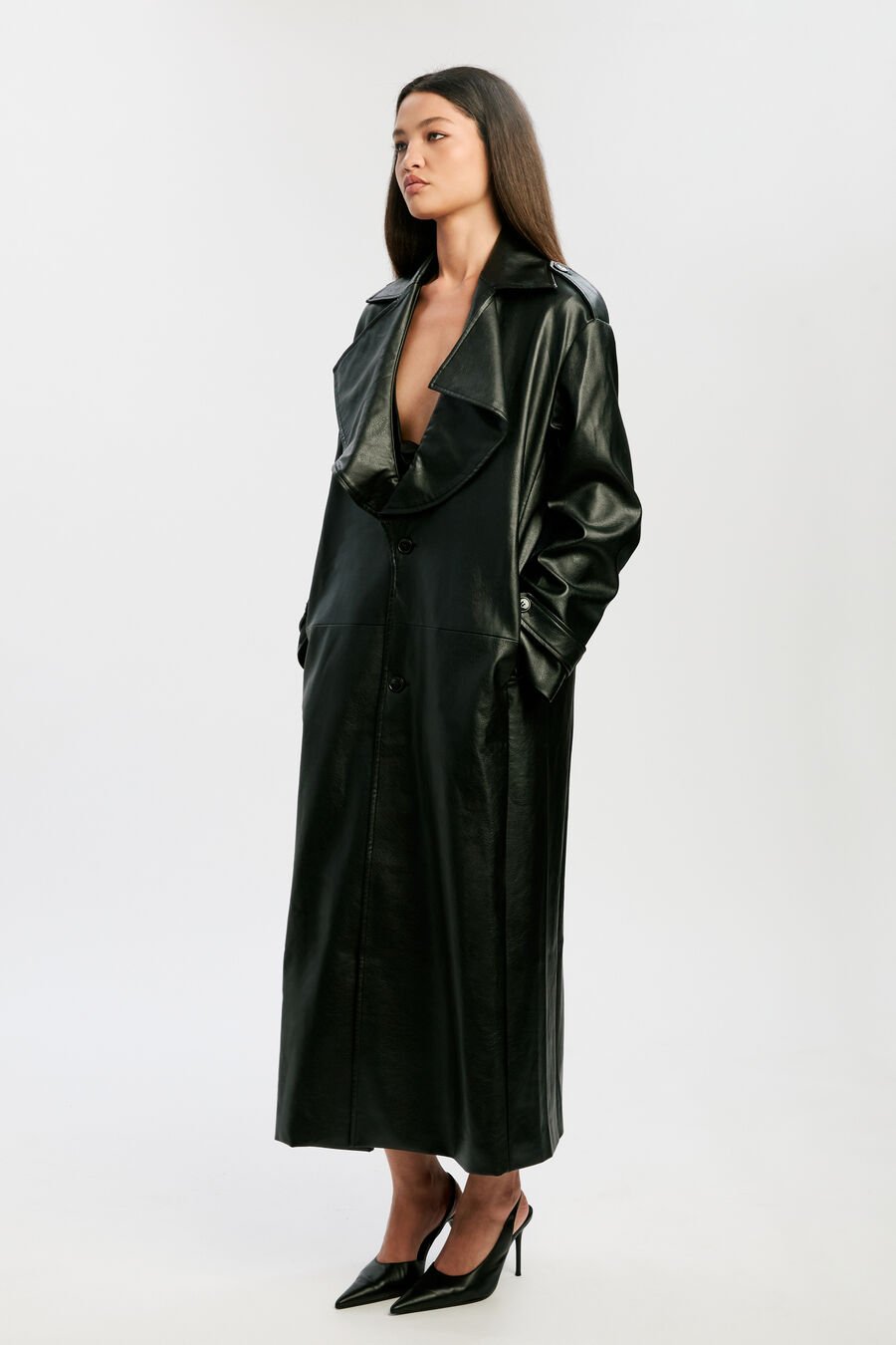 Reilia Vegan Leather Coat